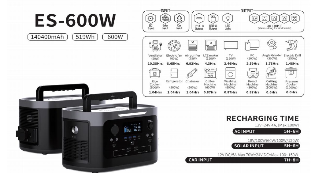 600W Portable Power station