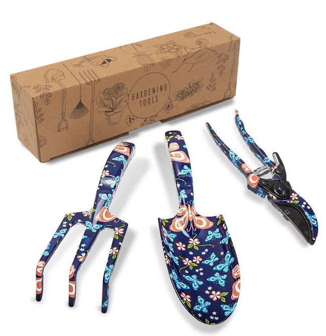 3pcs Garden Tool Set Floral Print Aluminum Alloy