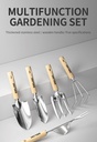 Garden Shovel Rake Spade Set Wooden Handle for Flowers Potted Outdoor Planting Household Plant Garden Tools