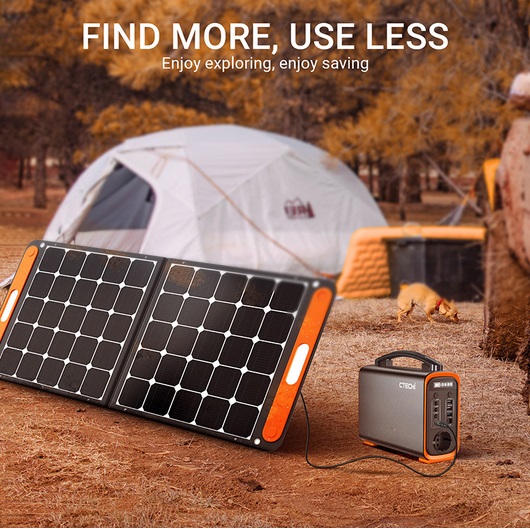 CTECHi Portable Power Station 240 Wh LiFePO4 Solar Generator with 200W Solar Panel Power Supply for Outdoors Travel